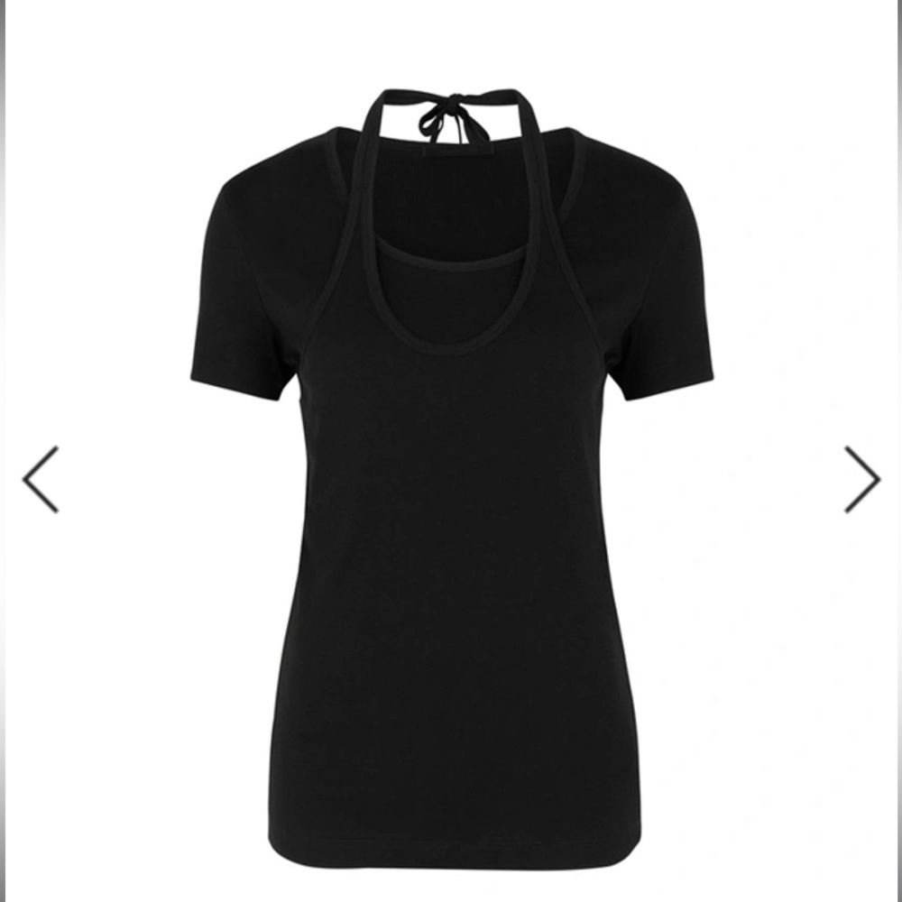 Helmut Lang Halter layered ribbon cotton tshirt
